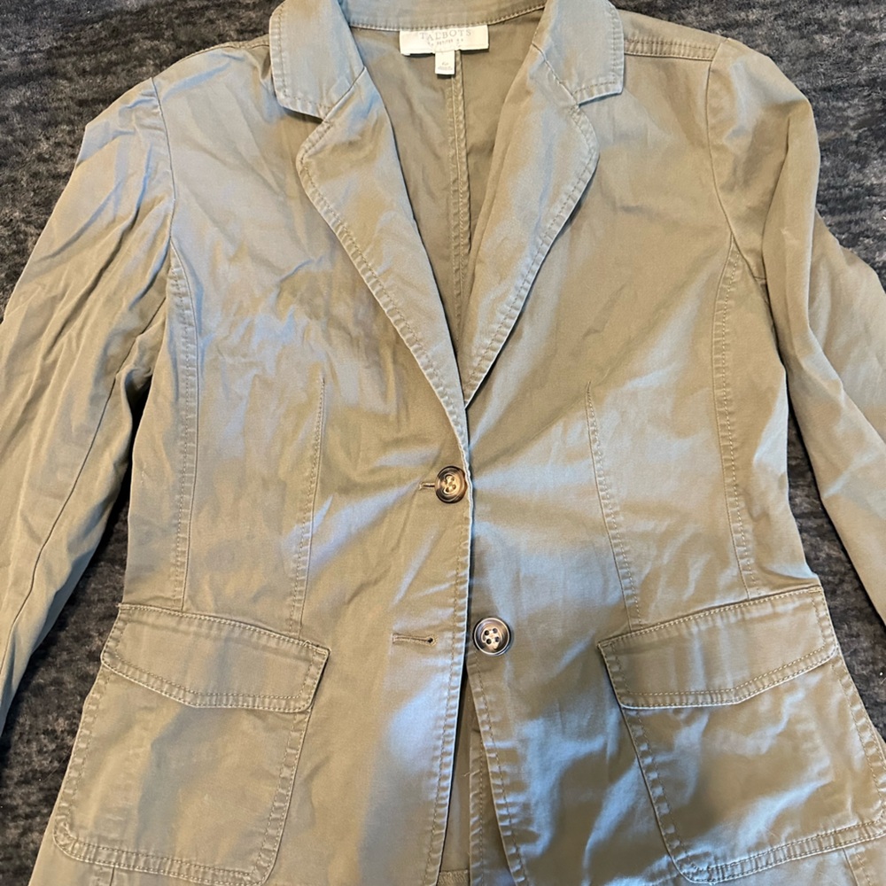 Talbots Olive Green Blazer with Button Detail